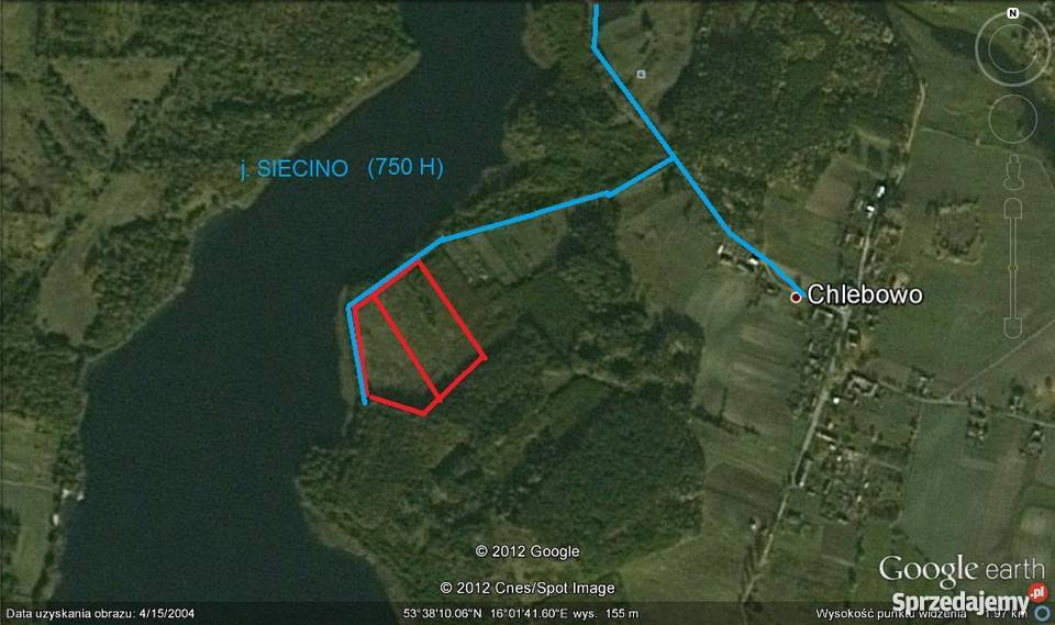 działki jeziorem siecino Chlebowo