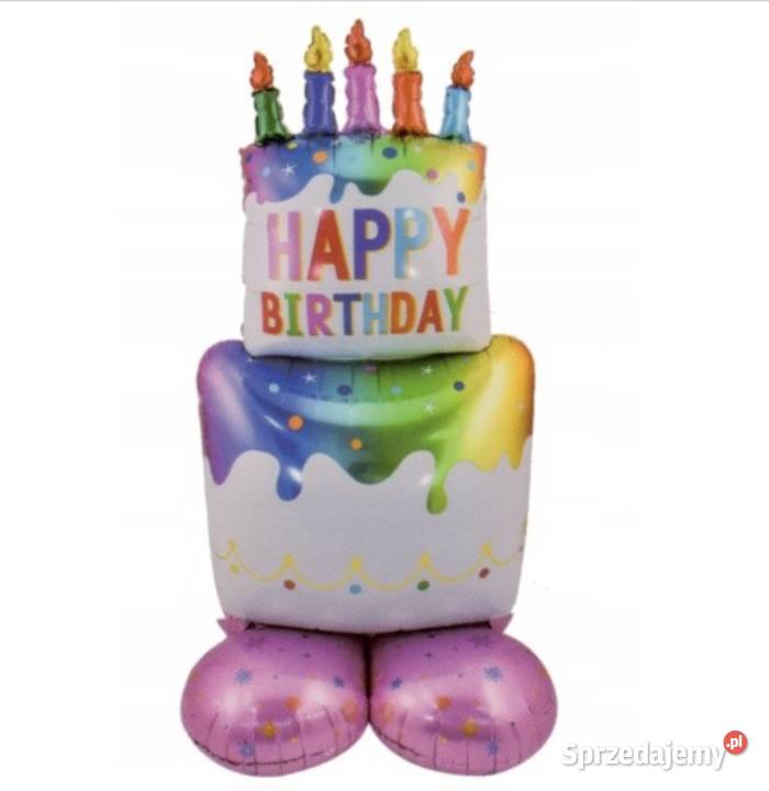 OGROMNY BALON FOLIOWY TORT URODZINOWY STOJĄCY