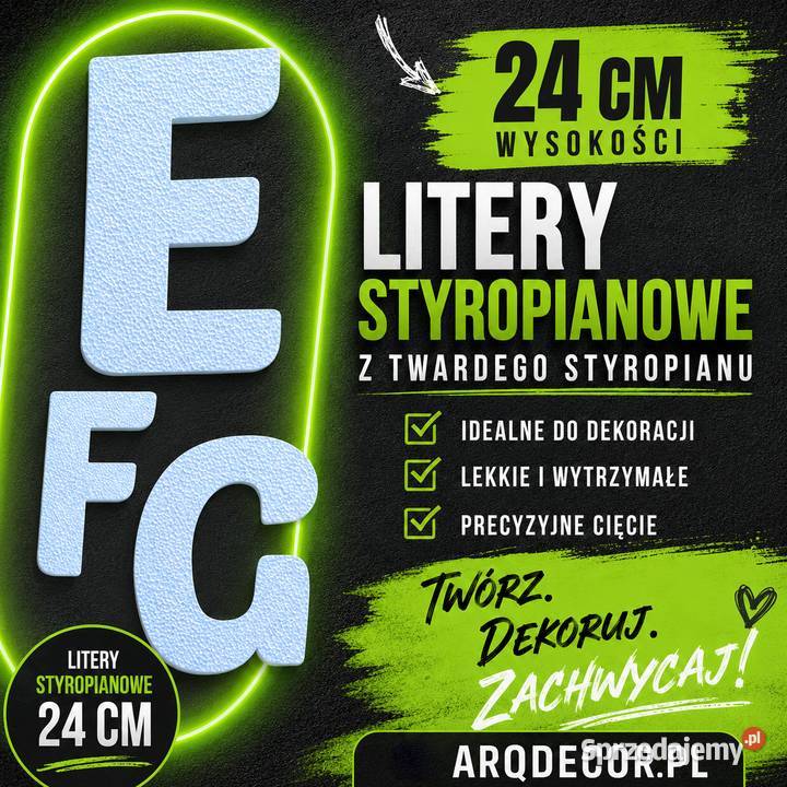 Litery styropianowe 24 pojedyncze litery Twardy Dębna