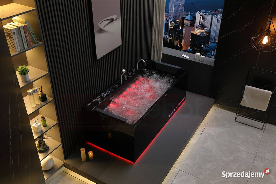 Czarna wanna z hydromasażem EBXD710 prostokątna podlaskie Grabówka