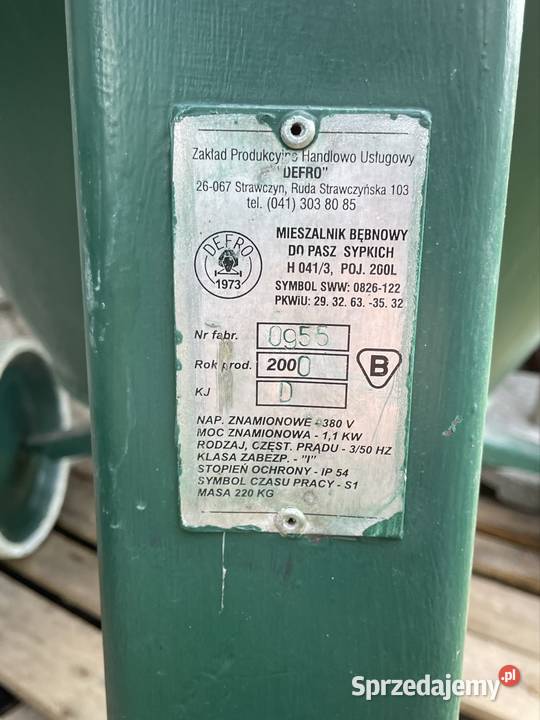 Betoniarka defro mieszalnik pasz 250 L stan Ciężkowice