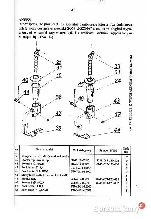 SIEWNIK CIĄGNIKOWY SO69 17 lejków instrukcja i Stalowa Wola