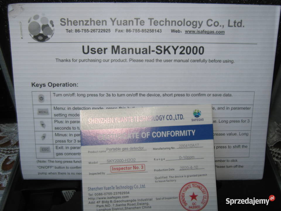 MIERNIK OZONU SKY2000H202 PROFESIONAL NOWY Nowy Sącz