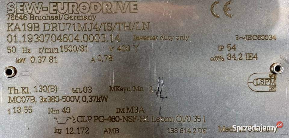 motoreduktor przekładnia 037kW 81obr 3fazowy SEW Pigża