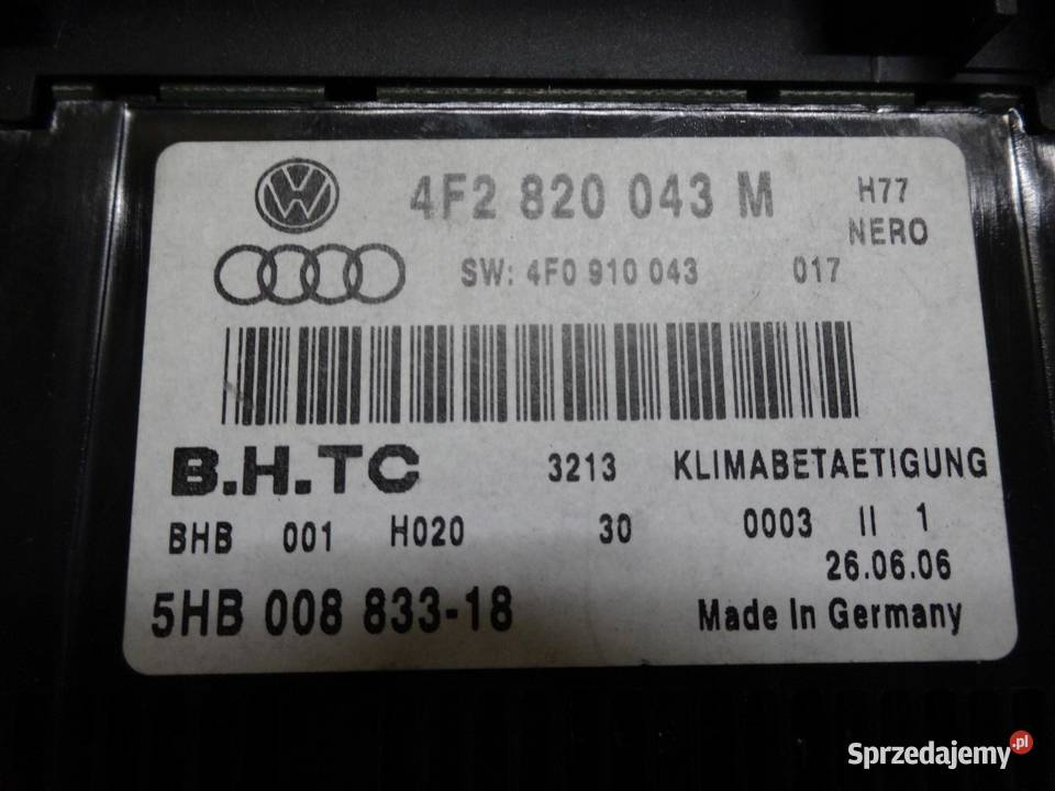AUDI A6 C6 06r panel klimatyzacji 4F2820043M osobowe Motoryzacja
