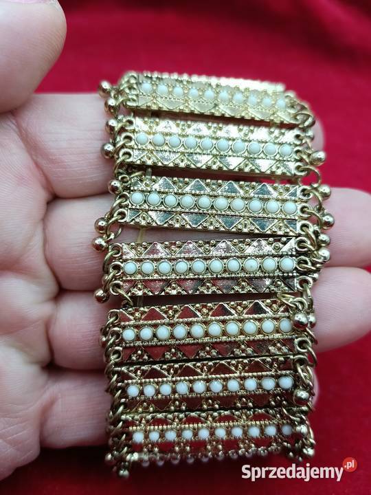 Szeroka bransoletka na gumce metalowa Bransoletki lubelskie Zamość