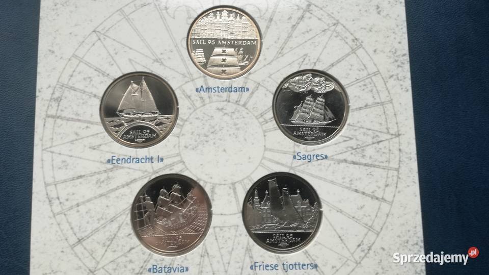 Holandia 5 x 2 ecu Amsterdam Sail 95 Numizmatyka Wodzisław Śląski