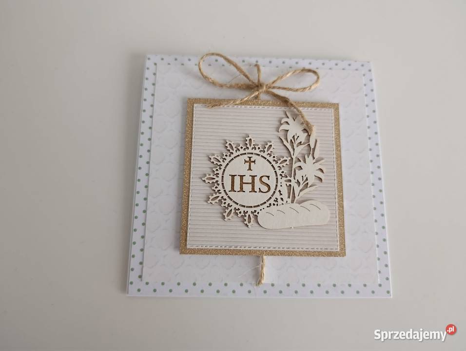 Kartka ręcznie robiona Komunia Święta handmade Łódź