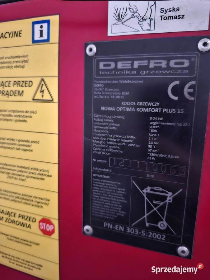 Piec CO 524 KW na drewno i węgiel Defro optima