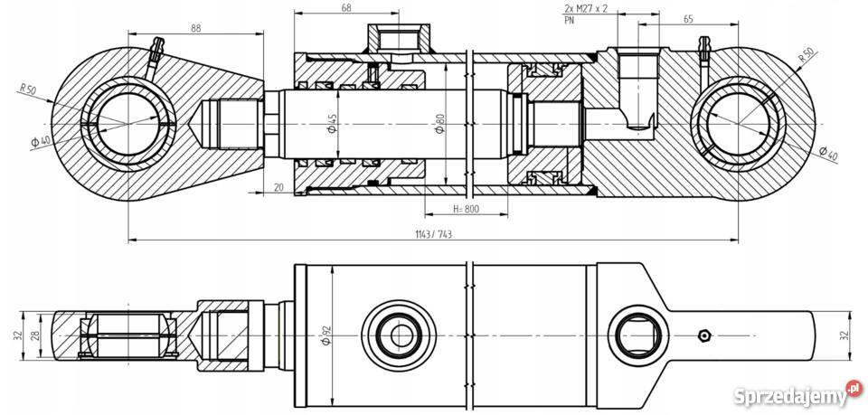 Siłownik Hydrauliczny 800 z Zamkiem Regulowanym Solec Kujawski
