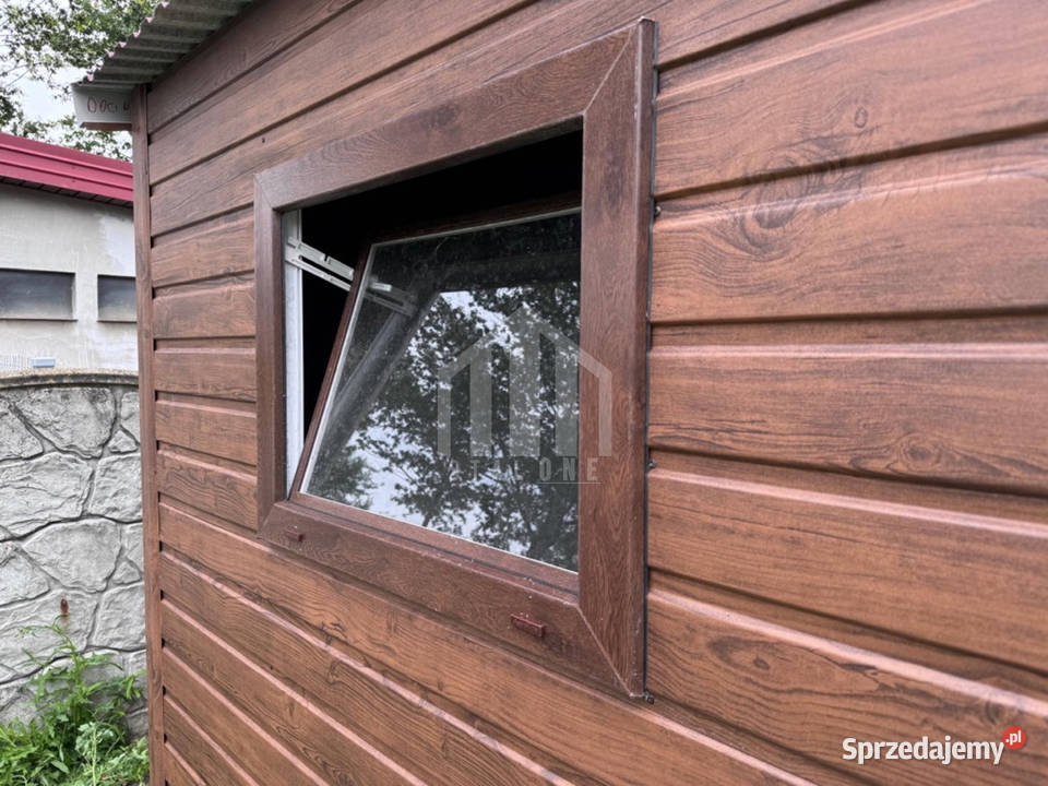 Garaż blaszany 6x5m 2x brama uchylna okno dach Chodzież