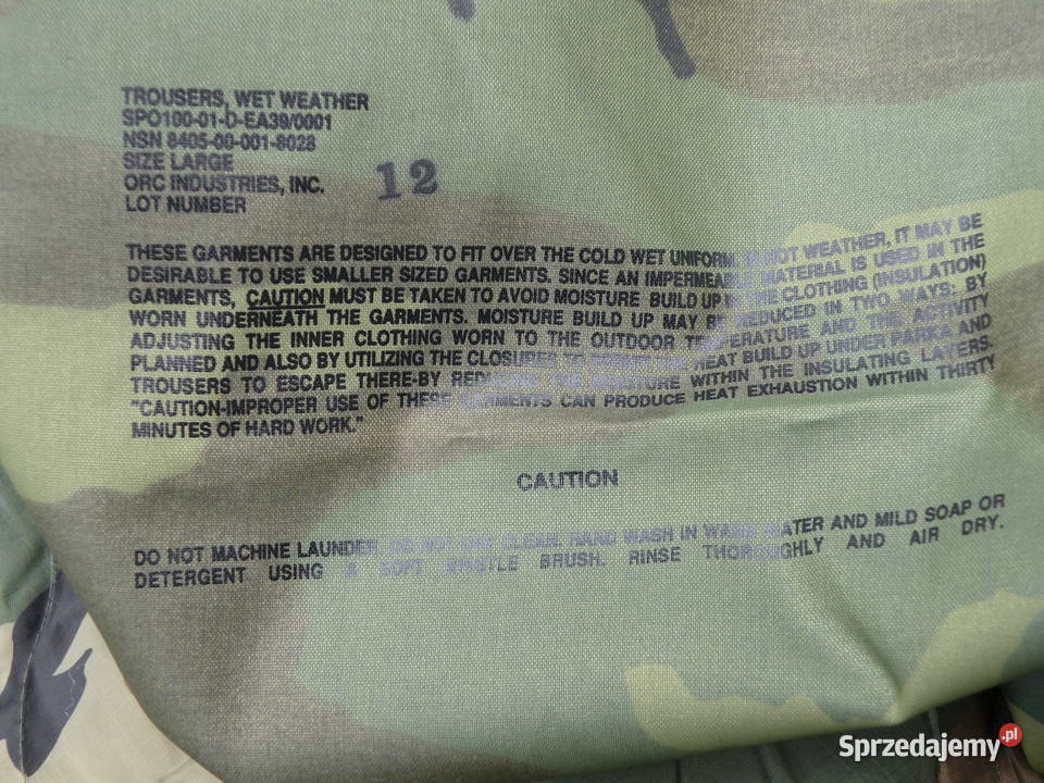 Spodnie przeciwdeszczowe ORC woodland Large Militaria dolnośląskie Wrocław