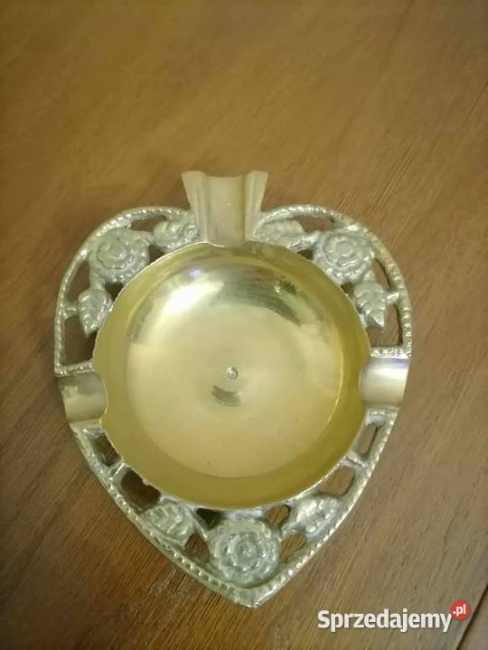 Popielnica Serduszko Mosiądz Vintage Retro Pozostałe dolnośląskie