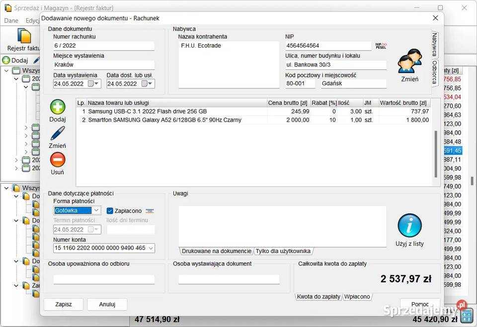 Sprzedaż i magazyn program do faktur z magazynem Łódź
