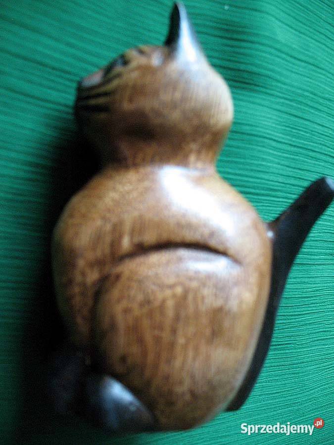 KOT Drewno Stara Figurka rzeźba 11 x 7 x 5 Siedlce