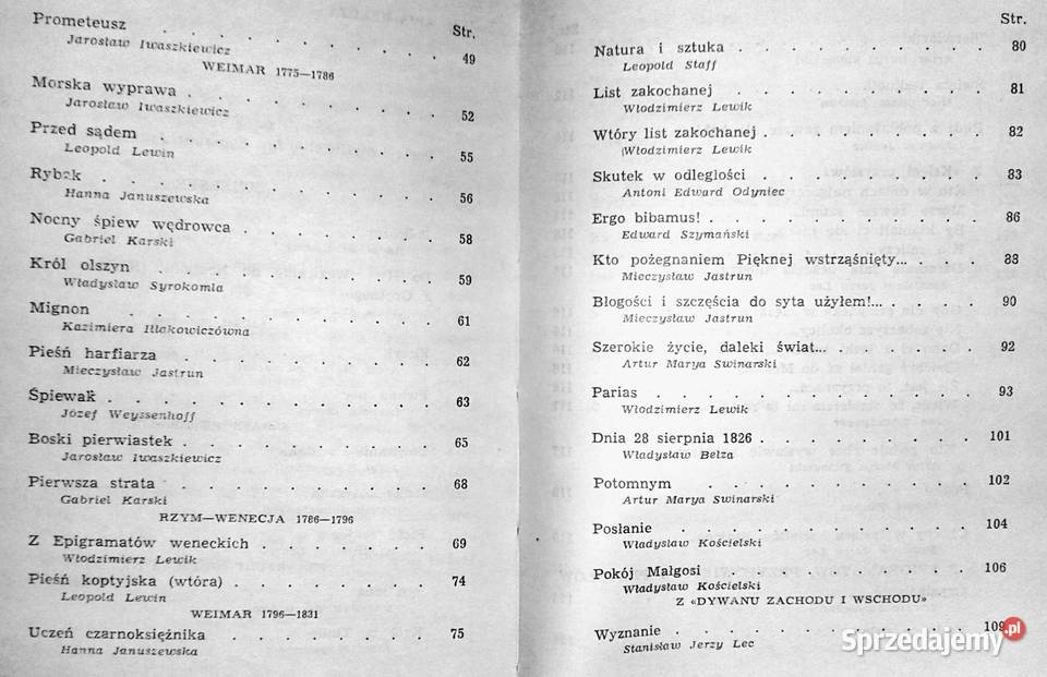 Poezje wybrane Johann Wolfgang von Goethe Rok wydania 1970 lubelskie Chełm