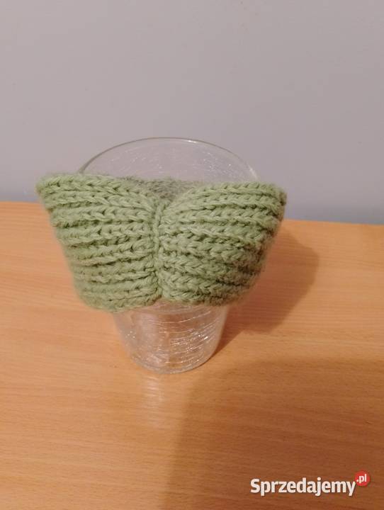 Ciepła szeroka OPASKA na głowę wełniana na zimę Złotniki