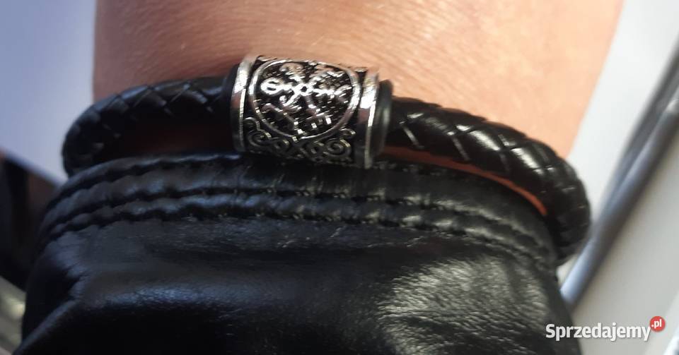 Bransoletka skóra stal 21 męska damska runa Częstochowa