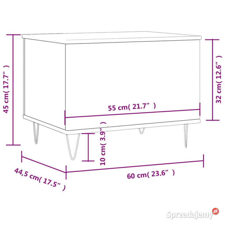 Stolik kawowy brązowy dąb 60x445x45 WM830955 Stoły Warszawa