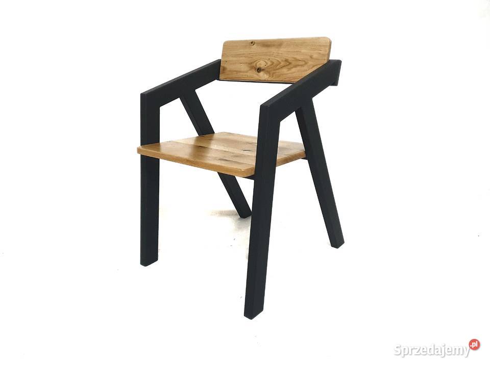 Krzesło dębowe loft ze stali i drewna - darmowa dostawa