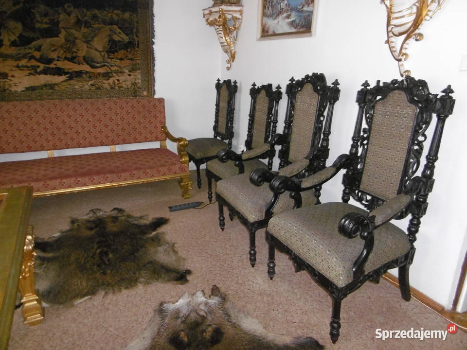 Pałacowe meble - 8 krzeseł w stylu gdańskim z XIX wieku