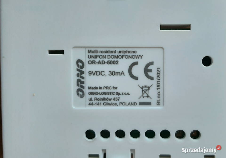 Domofon Unifon wielolokatorski 2żyłowy biały