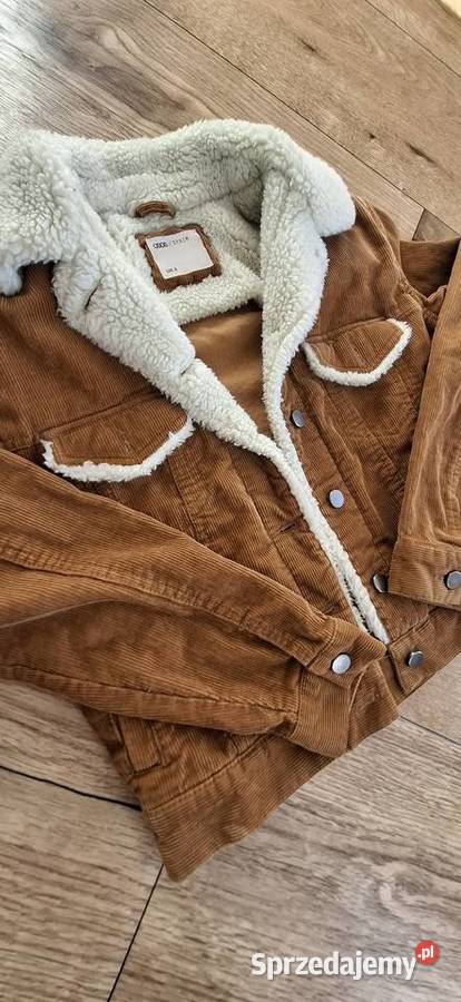 Sztruksowa kurtka brazowa Asos 36 S sherpy