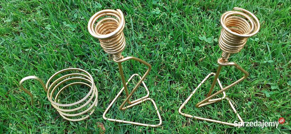 Świeczniki aluminiowe uchwyt retro pamiątka Tuszkowo sprzedam