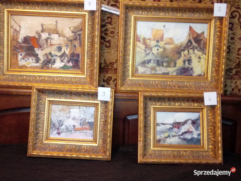 4 obrazy olejne na płótnie Kazimierz Dolny