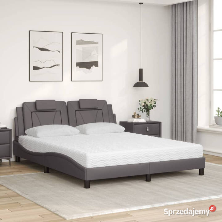 Łóżko z materacem szare sztuczna skóra 160x200 Warszawa