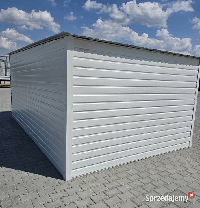 Garaż blaszany 3x5 biały z dachem jednospadowym Jodłownik