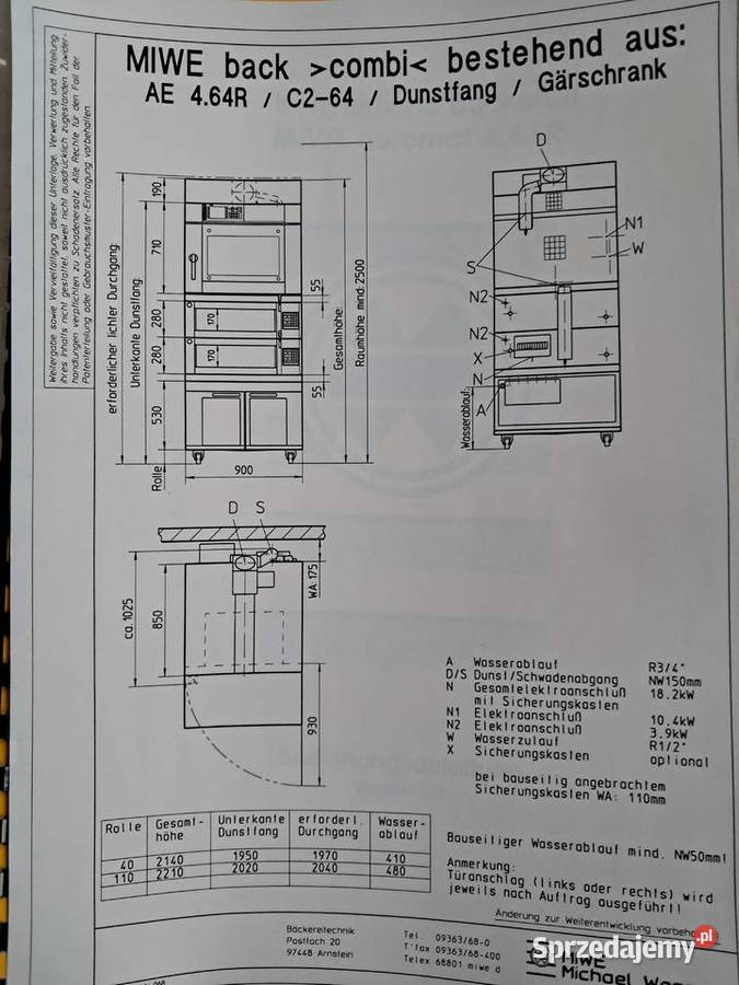 Piec piekarniczy sklepowy Miwe BACKCOMBI Biznes i Przemysł Rzeszów sprzedam