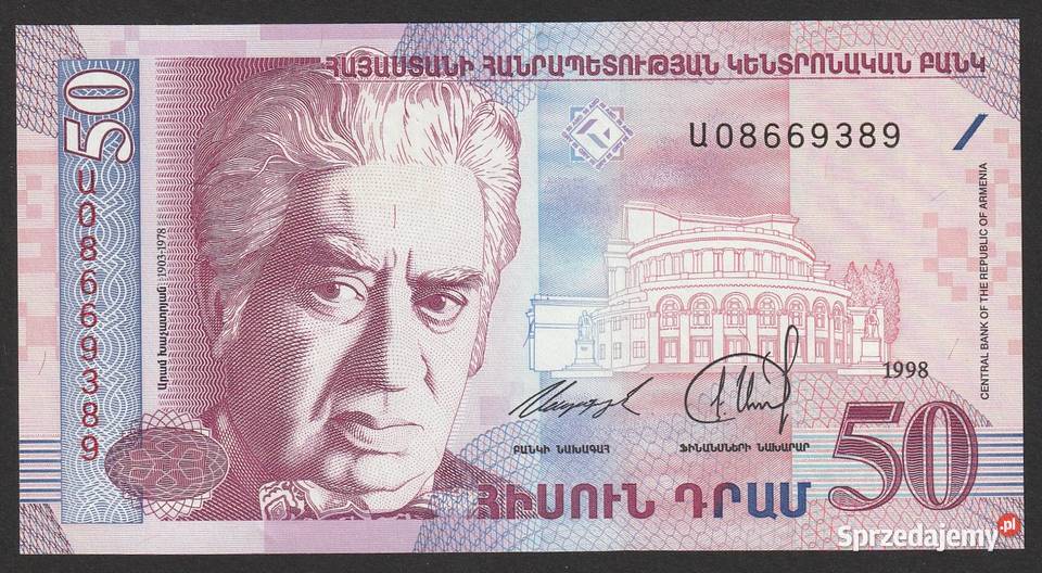 ARMENIA 100 DRAM 1998 UNC Numizmatyka Łódź sprzedam