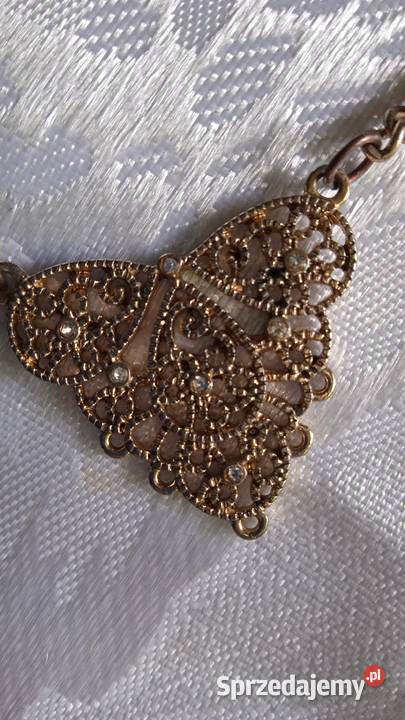 NIETUZINKOWY NASZYJNIK ZŁOCONY Z CYRKONIAMI Piła