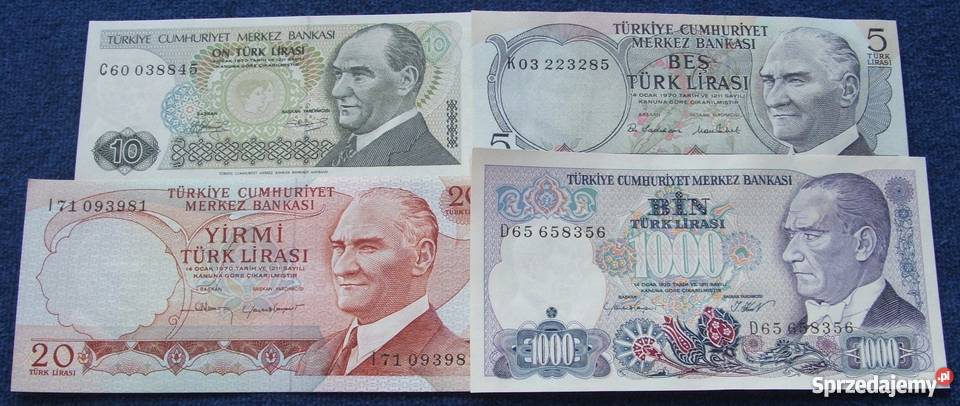 TURCJA STARA Kolekcjonerskie Banknoty Zestaw 4 Katowice sprzedam