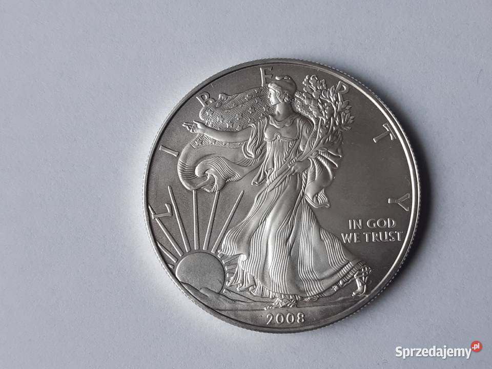 1 oz Amerykański Orzeł Srebrna moneta 2008r Potulice