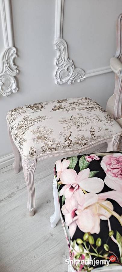 Stylowa pufa podnóżek stołek róża kwiaty Schabby zachodniopomorskie Szczecin