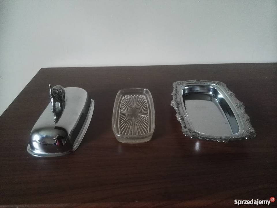 Platerowana maselniczka ze słoniem ze szklanym Antyki, Sztuka, Kolekcje wielkopolskie Międzychód sprzedam