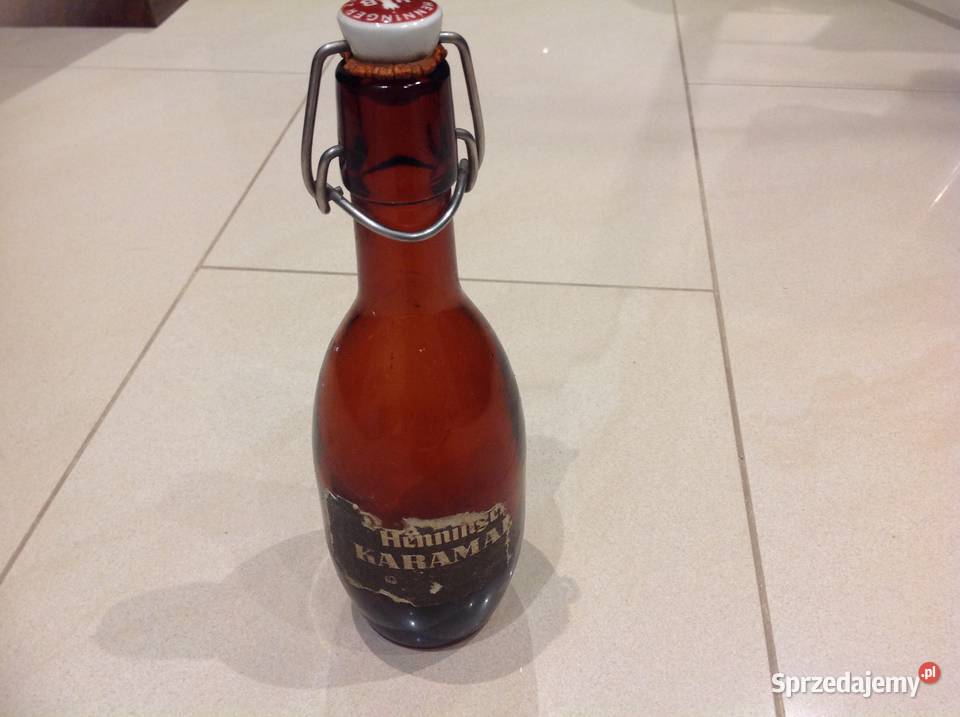 Stara Butelka Szklana z Porcelanką poj 033 L lubuskie Nowa Sól