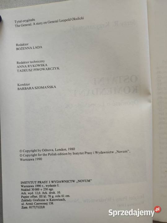 Ostatni komendant Opowieść o Leopoldzie Kielce sprzedam