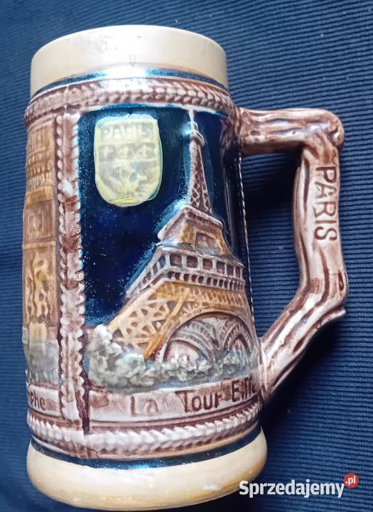 Ceramiczny kufel pamiątka z Paryża majolika Koźminek sprzedam