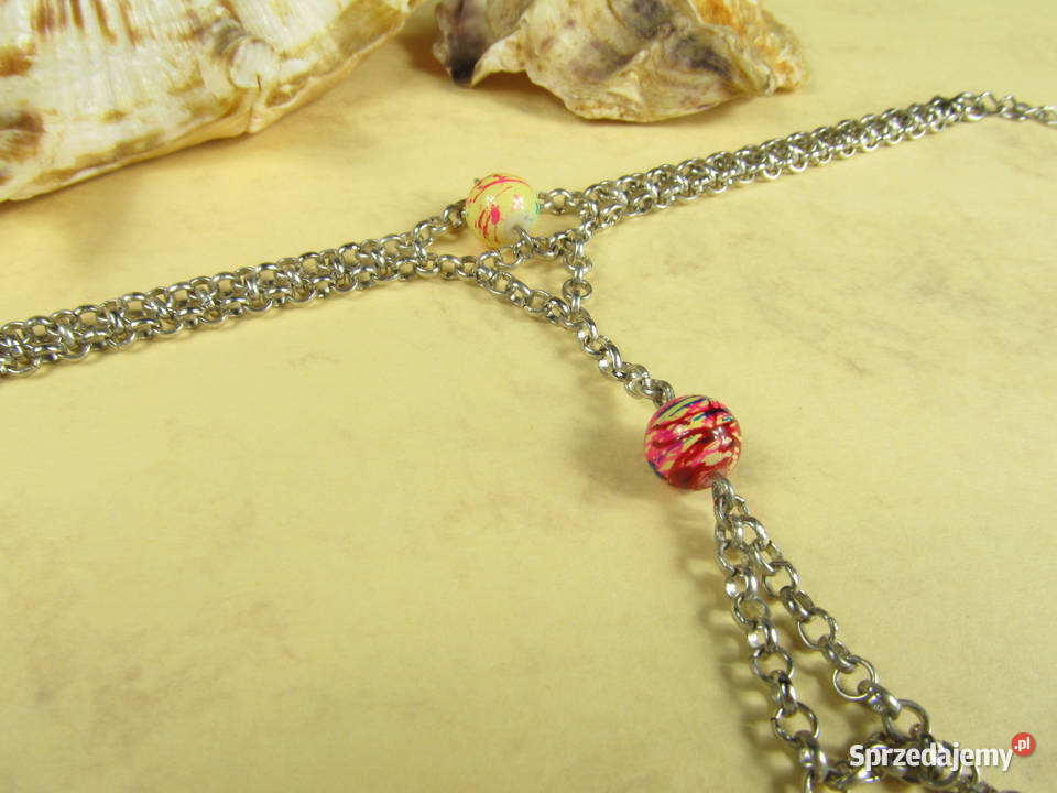 Bransoletka na palec łańcuszek koraliki srebrny Zegarki i Biżuteria Katowice