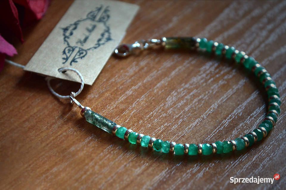 Szmaragdy naturalne Bransoletka Rękodzieło pomorskie Gdańsk