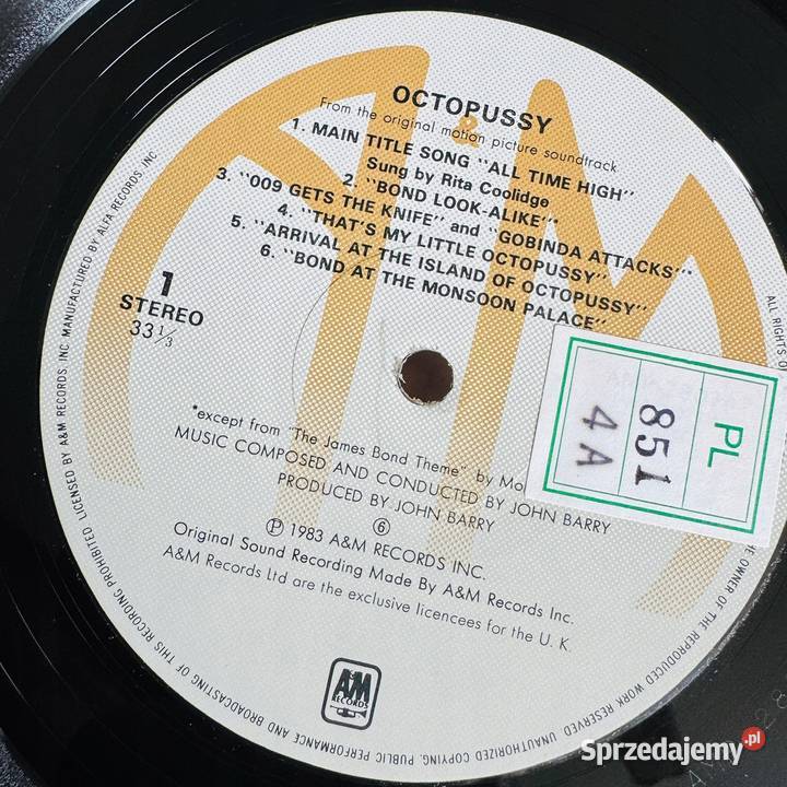 John Barry OST 007 Octopussy EXEX Japan LP 1983 małopolskie Kraków