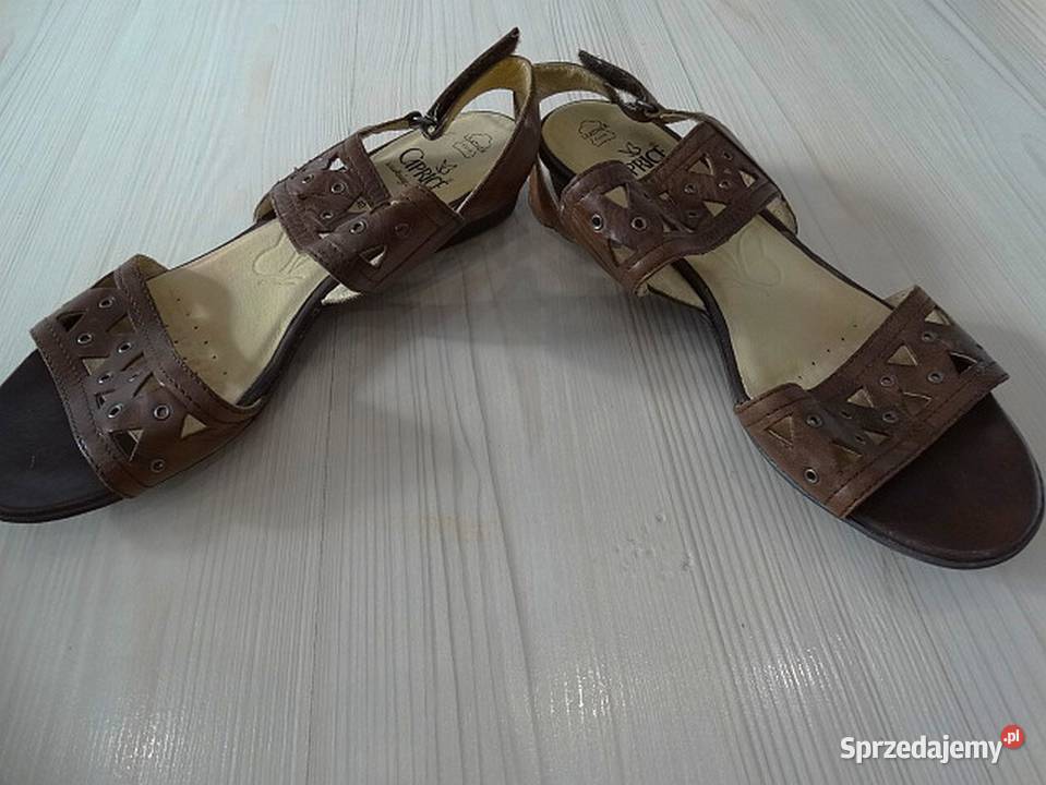 Buty Sandały Skórzane Skóra Naturalna Modny brązowy/beżowy podlaskie Łomża