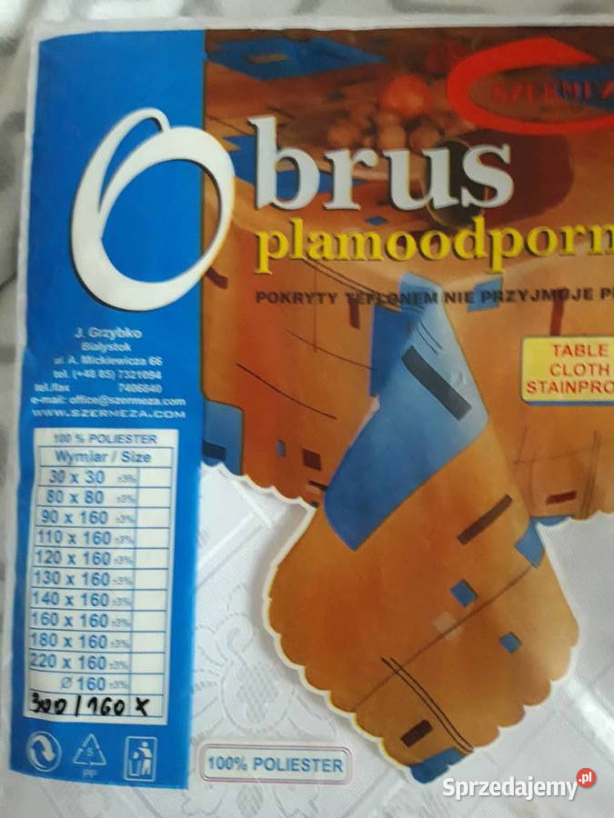 obrus plamoodporny na duży stół 160 x 300 biały Warszawa