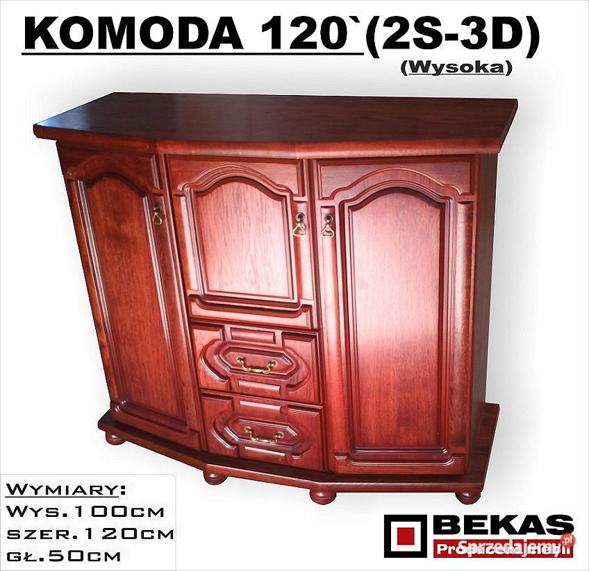 Komoda 120 Stylowa Mahoń Lakierowana Bekas Meble Ostrów Wielkopolski