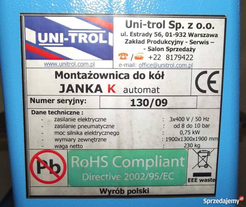 UNITROL MONTAŻOWNICA JANKA K WYWAŻARKA 2112S Piastów
