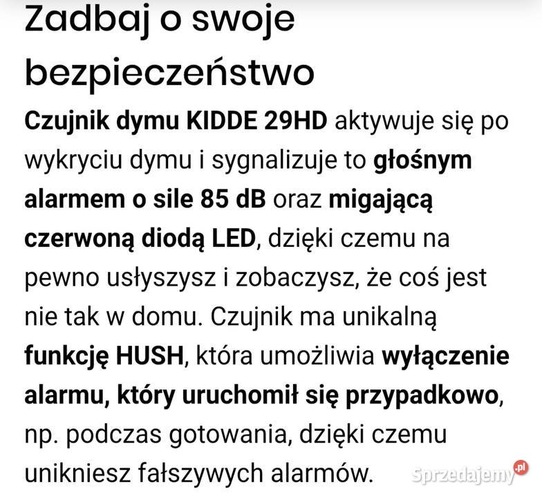 Czujnik dymu optyczny Kidde Zawory