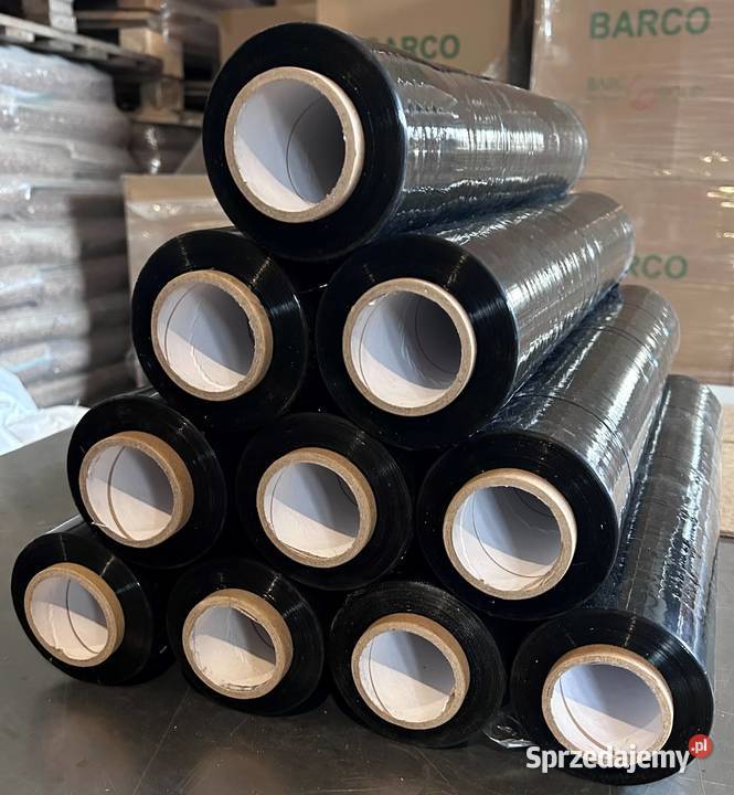 Folia stretch strecz czarna dużo folii cienka Trzebnica